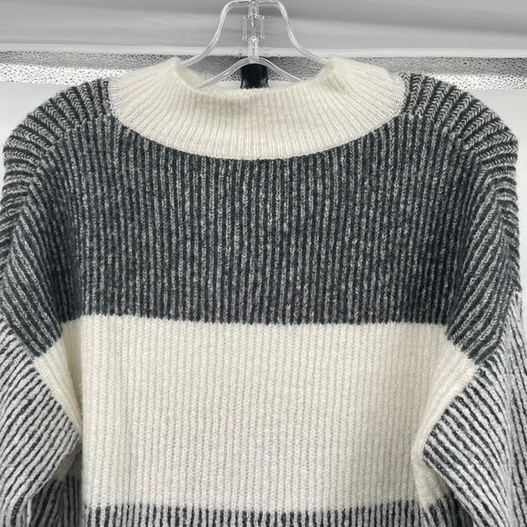 Staccato Womens Striped Pullover Sweater Long Sleeve Gray/Multi Large - Picture 6 of 9